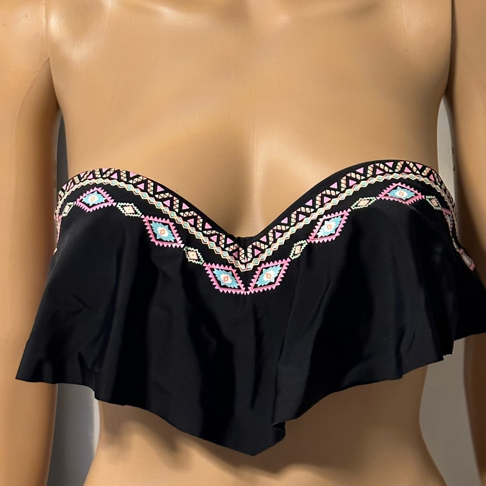 Strapless with pushup swim top.